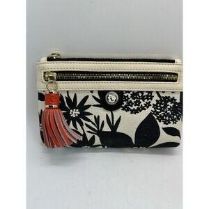 Spartina 449 leather & linen floral Zip‎ Up Wallet NWOT